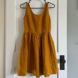 OFFON linen sleeveless dress, size small, mustard